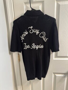 AMIRI Black Knit 'Amiri Surf Club Los Angeles' Polo Shirt